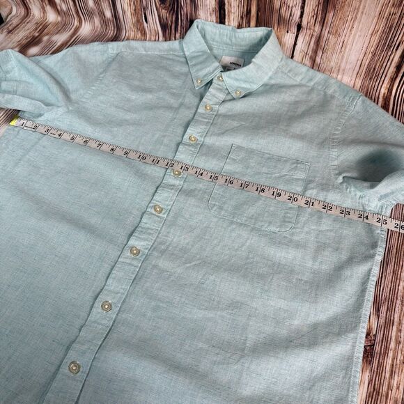NEW Sonoma Aqua Shore Linen Blend Button Dress Shirt Size X Large Short Sleeve - Picture 3 of 9